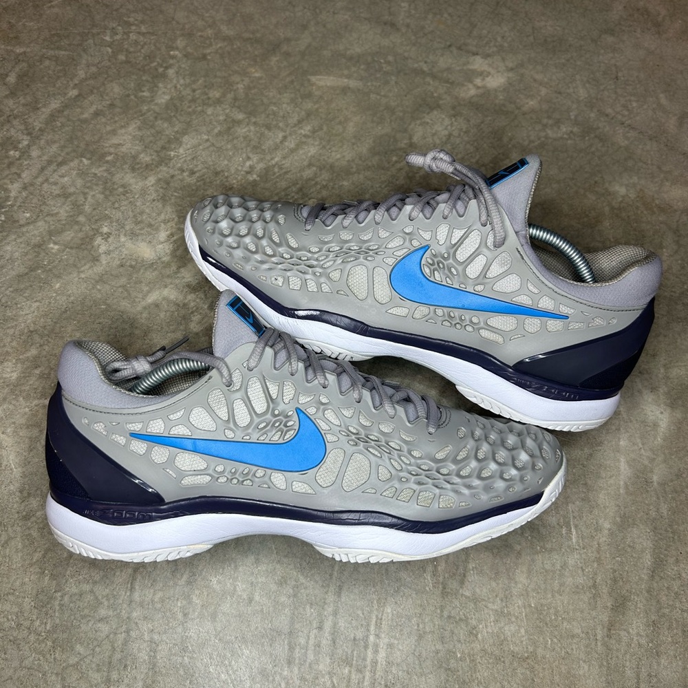 Size 12- Nike Zoom Cage 3 Gray/Blue/White Rafa Tennis Clean Men’s RARE SHIPS NOW